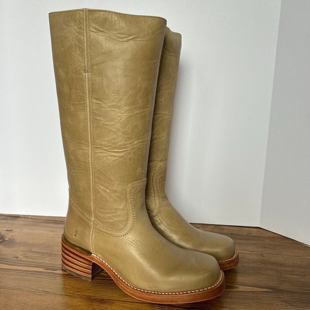 Frye NEW Womens Size 8.5 B Campus 14L Wide Calf Eucalyptus Leather Boots Classic